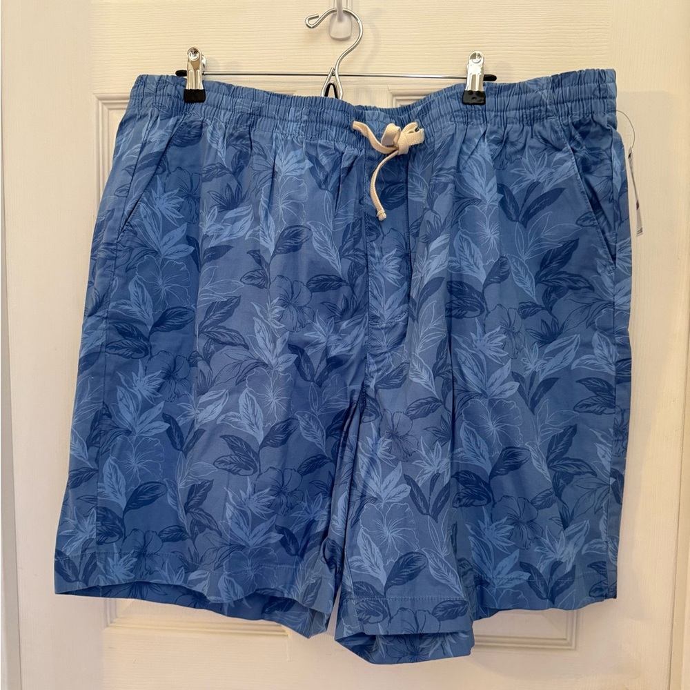 New NAUTICA Blue floral Pattern Men's Swim Trunks size 2X reg $60